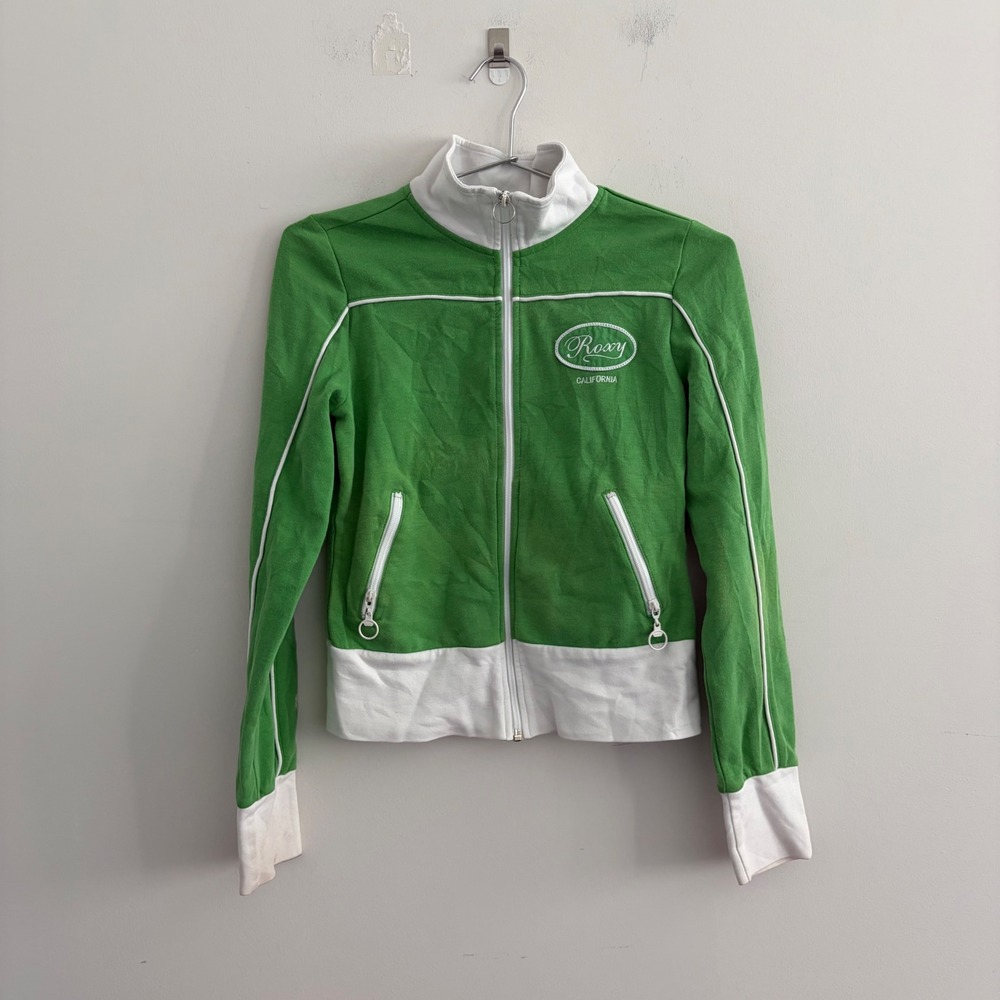 Roxy California Green White Full Zip Track Jacket Small